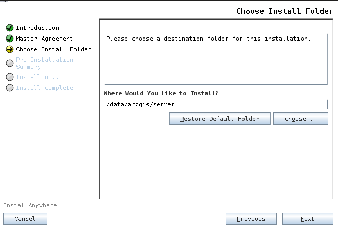 Specify the installation location on the Choose Install Folder dialog box. Specify the installation location on the Choose Install Folder dialog box.